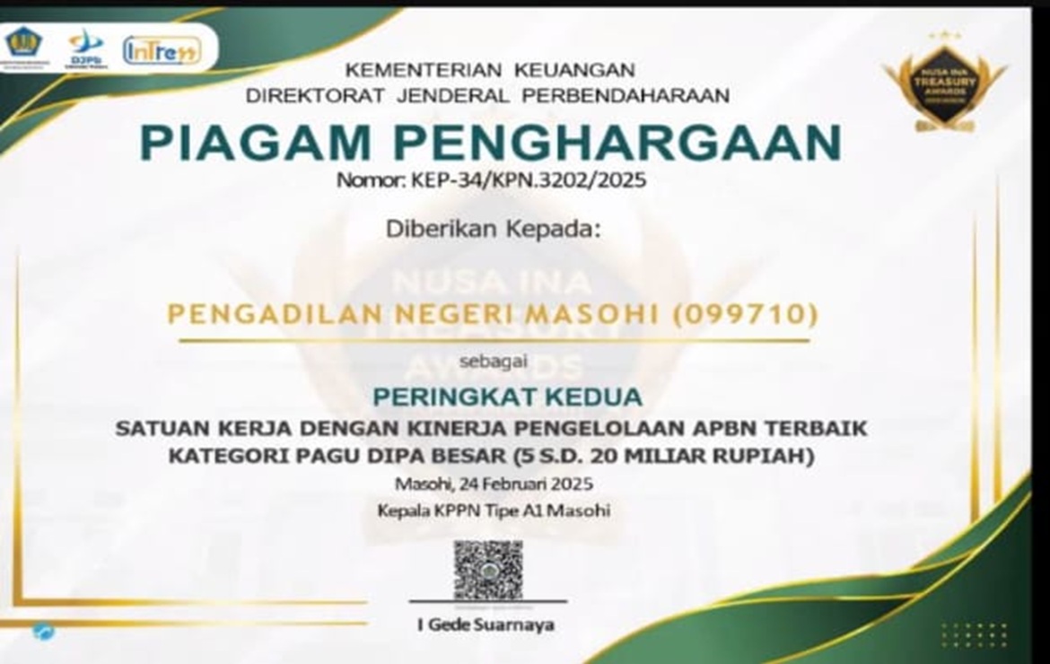 PERINGKAT KEDUA PENGELOLAAN APBN TERBAIK 2024