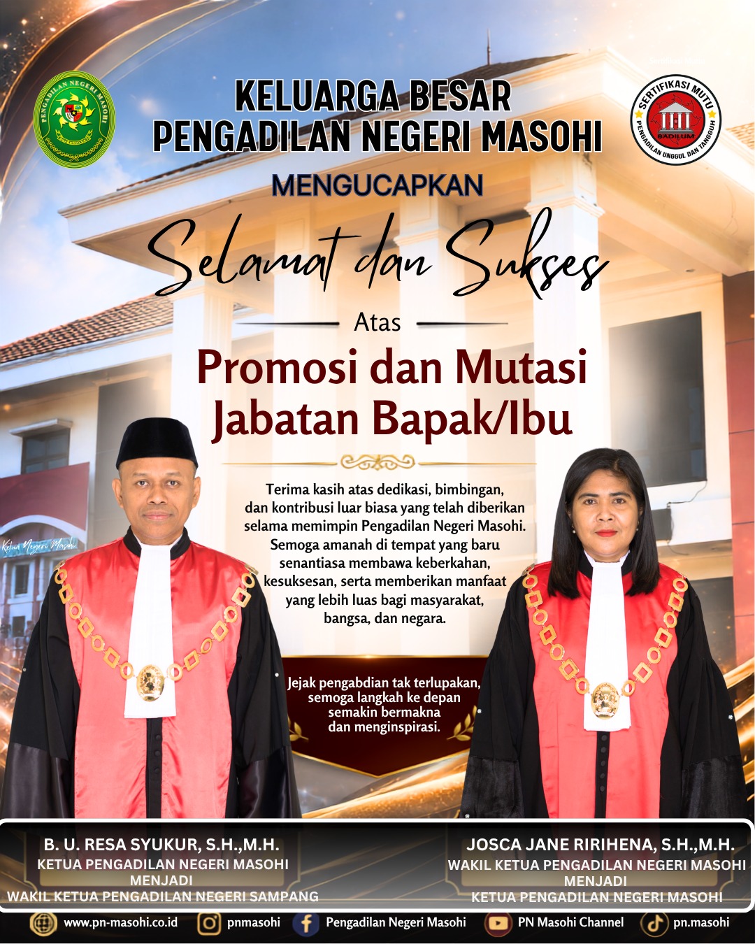 PROMOSI DAN MUTASI PAK KPN DAN IBU WKPN PROMOSI DAN MUTASI PAK KPN DAN IBU WKPN